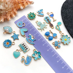 20pcs ocean blue enamel charms including octopus and starfish for DIY jewelry making