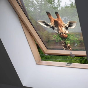 Realistic giraffe wall sticker for window decoration with leaves in vivid colors