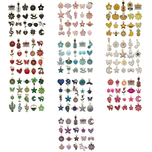 Collection of colorful enamel star and moon charms for DIY jewelry making