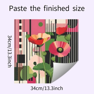 Dettaglio dell'adesivo murale floreale geometrico autoadesivo dimensioni 34cm x 34cm