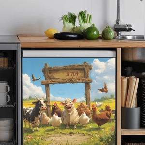 Farm animal cow and chicken dishwasher decal sticker for rustic kitchen decor