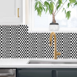 Modern black and white checkerboard tile stickers for kitchen backsplash decoration