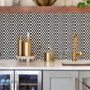 Modern black and white wavy geometric self-adhesive wall tile stickers for kitchen backsplash