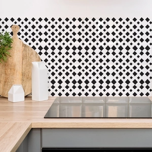 Modern black and white diamond geometric tile stickers for kitchen backsplash decoration