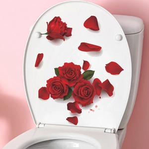 3D vintage red rose self-adhesive wall sticker for home and bathroom decor