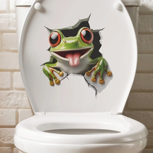3D Visual Creative Green Frog Wall Sticker Waterproof PVC Decal For Toilet Bathroom Living Room Dorm Home Decor Sticker