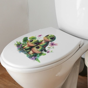 Cute sea turtle bathroom wall stickers and waterproof toilet seat covers for home decor