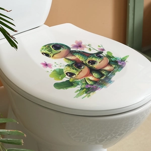 Cute green sea turtle wall stickers and floral decals for home bathroom decoration