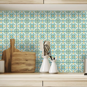 Mandala Pattern Self Adhesive Tile Stickers PVC Waterproof Oil Proof Wall Decals For Kitchen Bathroom Home Decoration