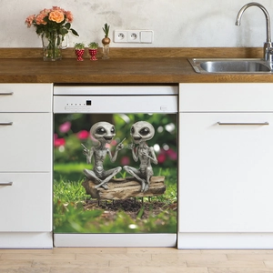 Alien landscape dishwasher decorative wall sticker for kitchen cabinet appliance cover
