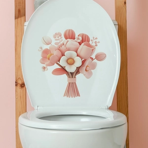 Pink and white floral self-adhesive wall stickers for bathroom and bedroom decor