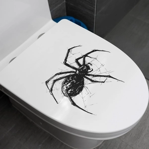 Spin en spinnenweb zelfklevende toiletbrilsticker voor Halloween badkamerdecor