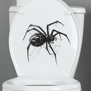 Zelfklevende zwarte spinnenweb toiletbril sticker voor badkamer decoratie
