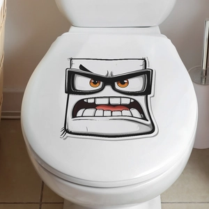 Funny angry cartoon character bathroom toilet seat sticker home wall decoration decal