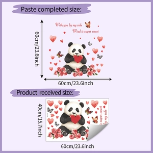 Detail showing cartoon panda wall sticker layout and received compact dimensions