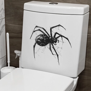 Verwijderbare Spinnenweb Spin Toiletbril Sticker PVC Waterdicht Badkamer Muursticker Voor Halloween Huisdecoratie