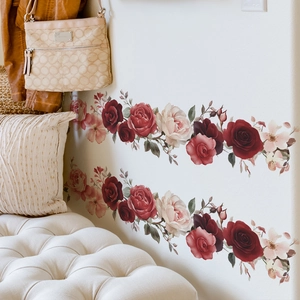 Elegant red and pink peony flower wall stickers for home living room and bedroom decor
