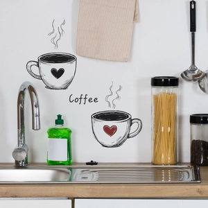 Stickers muraux tasses à café minimalistes et lettrage artistique pour la cuisine