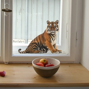 Realistic 3D Bengal tiger wall sticker for home bedroom window glass decoration
