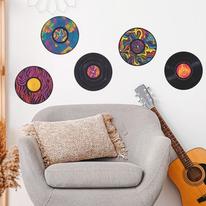 Lot de 5 stickers muraux vinyles avec art psychédélique pour décoration d'intérieur