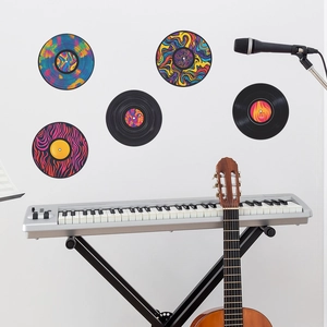 Lot de 5 stickers muraux vinyles créatifs aux motifs psychédéliques pour décoration maison