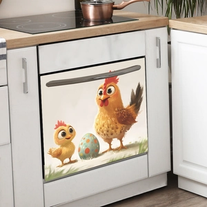Cartoon chicken and Easter egg magnetic dishwasher sticker for home kitchen decor