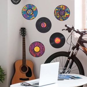 Autocollants muraux style vinyle avec motifs psychédéliques pour décoration maison