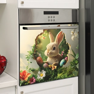 3D Easter bunny window wall sticker with colorful eggs for kitchen and home decor