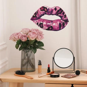 Self-adhesive purple leopard print lip wall decal for modern bathroom home decoration