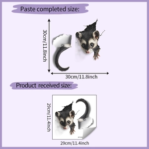 Detailed view of 3D animal wall sticker showing creative ferret emerging from a cracked wall