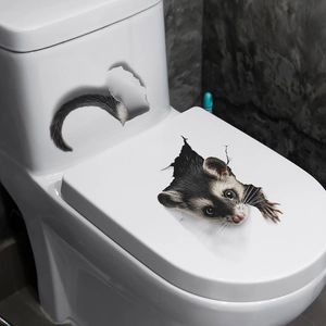 3D realistic polecat ferret wall sticker for bathroom toilet lid decoration