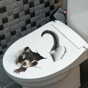 Realistic 3D ferret animal wall sticker for bathroom toilet cover decoration