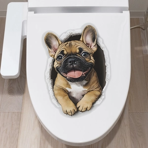 Sticker 3D créatif Bouledogue Français pour salle de bain et décoration