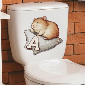 Cute cartoon hamster sleeping on pillow self-adhesive wall sticker for toilet decoration