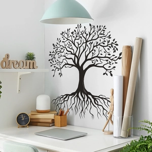 Sticker mural Arbre de Vie noir silhouette pour décoration de salon et de chambre