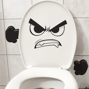 Angry Face Toilet Sticker Creative Waterproof PVC DIY Wall Decal For Bathroom Funny Cartoon Removable Decoration Sticker