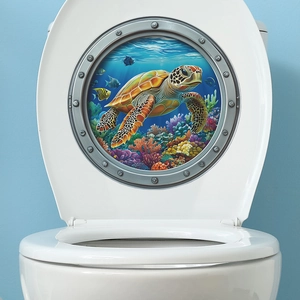 Submarine window sea turtle 3D wall sticker for bathroom and toilet lid decor