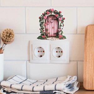 Romantic fairy tale arch wall sticker with pink hearts and roses for home decor