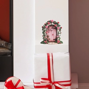 Romantic heart arch fairy door wall sticker with roses for Valentines bedroom decor