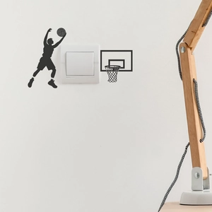Creative basketball player silhouette wall sticker for home switch panel decoration