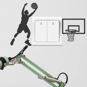 Basketball Player Dunk Silhouette Switch Wall Sticker PVC Removable Creative Sports Decor For Home Office Living Room
