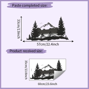 Detail showing dimensions and layout of the mountain bike forest wall sticker
