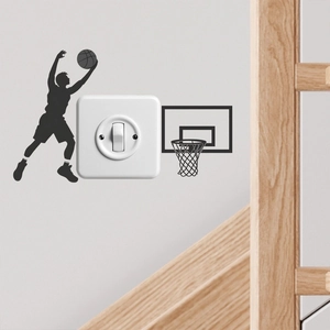 Creative basketball player dunking silhouette wall sticker for home switch decor