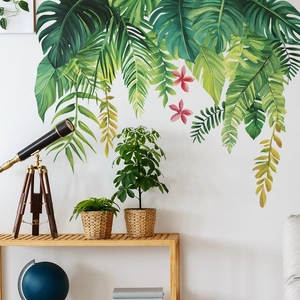 Adesivi murali con foglie tropicali monstera per decorazione camera da letto naturale