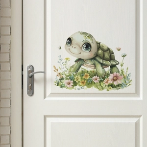 Cartoon Meeresschildkröte Blume Wandsticker PVC Abnehmbar Aquarell Tier Aufkleber Für Kinderzimmer Schlafzimmer Heimdeko