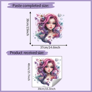 Détails des dimensions du sticker sirène avec taille de pose 40x39cm et rendu de 38x37cm