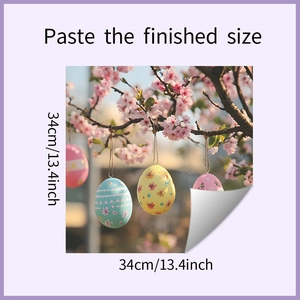 Detailsicht der Oster-Wandtattoo mit Kirschblüten und Eiern in Größe 34x34cm