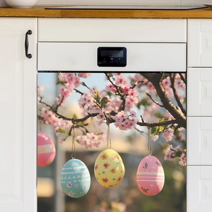Osterei Kirschblüte Geschirrspüler Magnet Aufkleber Für Küchenschrank Kühlschrank Abnehmbar PVC Floral Wandtattoo Frühling Party Dekoration