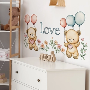 Cartoon bears and balloons wall stickers for nursery and bedroom home decoration