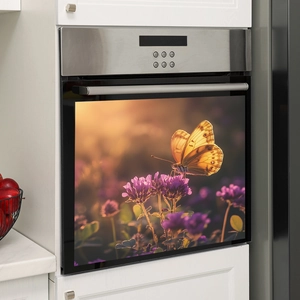 Self-adhesive butterfly and floral wall sticker for oven door home decoration